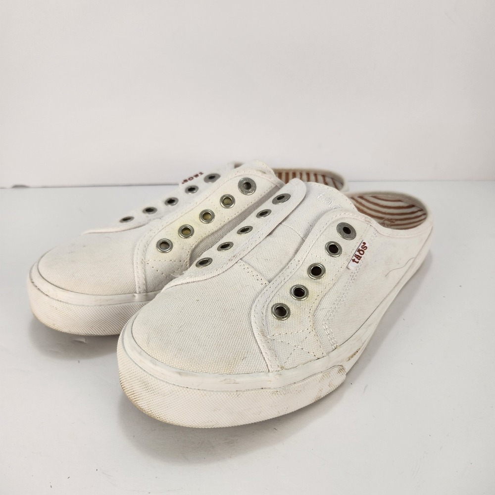 Taos Ez Soul Women's Casual Comfy‎ White Canvas Slip-On Sneakers Size 9.5